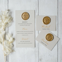 Cartes de Menu de Mariage Personnalisées Imprimées sur Papier de Luxe pour Hôtels et Restaurants avec Lettres Dorées et Sceau de Cire
