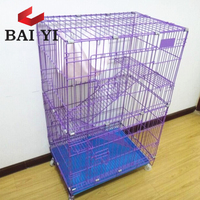 Cage à chat pliable moderne BAIYI à 3/4 étages avec bac à litière en plastique