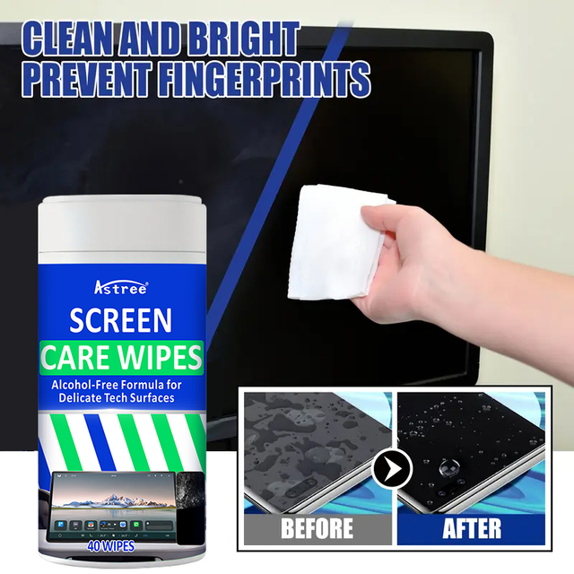 Wholesale Astree Disposable Non-Alcoholic PH-Neutral Microfiber Environment-Friendly White Square 200g Phone Screen Cleaning Wet
