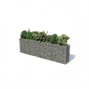 Bac à plantes surélevé en gabion d'acier galvanisé argenté, grande taille, pour plantation en jardin - Product Image 1