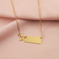 Collier ras du cou en acier inoxydable plaqué or PVD 18 carats avec pendentif en forme de cœur découpé et de papillon, barre vierge pour gravure personnalisée, cadeau pour femme