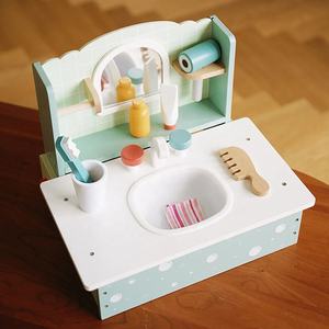 <span class=keywords><strong>Commode</strong></span> de salle de bain en bois lavabo jouet simulation lavabo vanité table ensemble de jeu pour enfant jeu de rôle jouet éducatif - Product Image 4