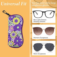 Pochette à lunettes en néoprène imprimé avec fermeture éclair, étui portable pour lunettes, trousse de maquillage souple et organiseur de lunettes pour femmes