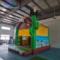 Ensemble gonflable combiné sur le thème de l'aventure cowboy Funcity, toboggan en forme de cactus, château gonflable pour enfants, maison de rebond