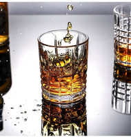 Gelas Minum Mini 340ml Premium Bebas Timbal Ramah Lingkungan, Tiup Manual, Motif Berlian, untuk Whiskey dan Wine, Alas Tebal