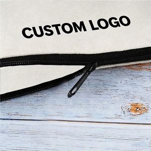 Wholesale Custom Design Eco Friendly Canvas Fashion Letter Pattern <b>Makeup</b> <b>Bag</b> with Zipper <b>Large</b> Capacity and Custom Logo - Product Image 2