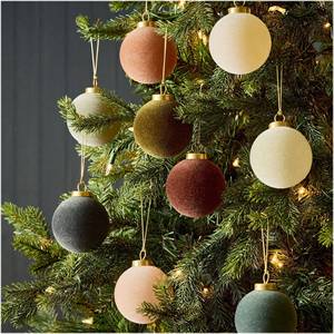 DAOGE新製品8cm環境にやさしいクラシックベルベットクリスマスボールセットアップリケ刺繍付き機械製ハンギングオーナメント6ピース/箱 - Product Image 2
