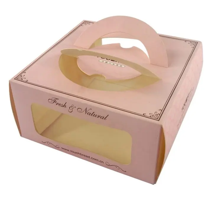 Printed Paper Box Pink Customized Food Cake Box Cake Packaging Cupcake Boxes Corrugated Board FC 250gsm Food Grade Card Paper