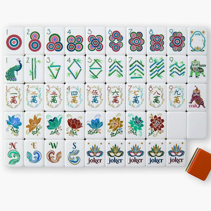 Juego de Mahjong Americano Personalizado <span class=keywords><strong>Emma</strong></span> Orange, Fichas Acrílicas con Diseño Floral, Juego Completo para Regalos al por Mayor y Noches de Juego - Product Image 1