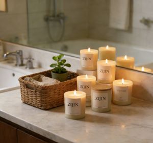 Bougie parfumée artisanale avec logo personnalisé Zijin, couvercle, huile végétale naturelle, parfum intense, cire de soja, cadeau de Pâques, de Noël, de la Saint-Valentin - Product Image 1