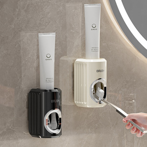 Wall Mounted <b>Toothbrush</b> <b>Holder</b> With Toothpaste Dispenser Suction Cup Installation Bathroom Storage Organizer - Product Image 4