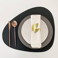 Décoration de table de mariage de luxe, style rustique bohème, porte-serviettes en métal doré en forme de feuille en acier inoxydable