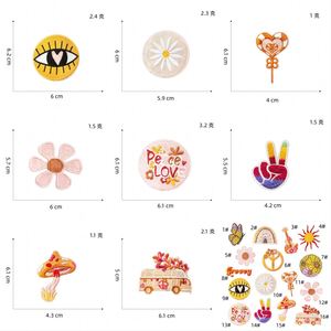 Iron on Embroidered Pink/Yellow Style butterfly rainbow Sun Flower Lollipop Guitar Patches for Clothes Bag Decoration - Product Image 4
