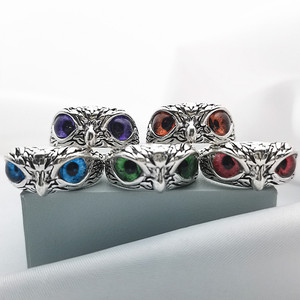 Charming Fashion Design Owl <strong>Rings</strong> Multicolor Eyes Silvery for Men Women Punk Gothic Open Adjustable <strong>Rings</strong> Jewelry Gift <strong>Resizable</strong> - Product Image 1