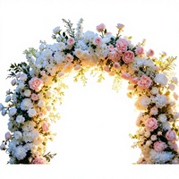 Arche en U style verdoyant rose matinal, mur floral artificiel 3D écologique en métal, toile de fond pour mariage, hauteur 200 cm, largeur 240 cm