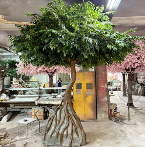 Árbol Bonsái Artificial de Fibra de Vidrio, Planta Verde Artificial de Gran Tamaño, Protección UV, Árboles Artificiales Grandes para Exteriores de 12 pies, Material de Árbol Banyan - Product Image 1