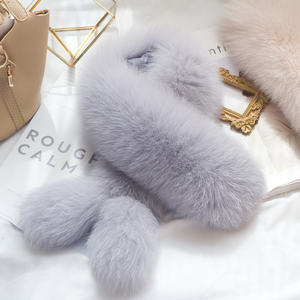 ZDFURS Real Fox Fur Collar Bufanda Mujer Invierno Chal Wraps Shrug Neck Warmer Stole Venta al por mayor Venta caliente Anillo Bufanda con dos colas - Product Image 4