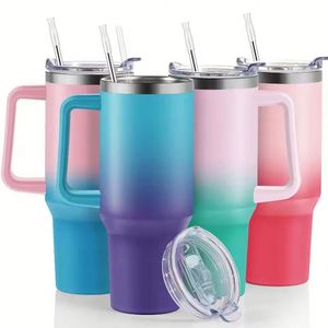 Gobelet isotherme en métal personnalisé de 40 oz, bouteille d'eau de sport pour la salle de sport, gobelet de voyage en acier inoxydable avec poignée - Product Image 1