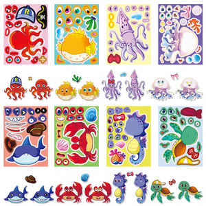 8 pièces <span class=keywords><strong>de</strong></span> haute qualité Kawaii personnalisé Animal autocollant décoratif Original mer créature visage Swap ensemble autocollants - Product Image 3