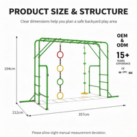 Structure de jeu d'extérieur pour enfants avec barres de grimpe, anneau de trapèze, corde d'escalade et accessoires d'activités multiples pour jardin