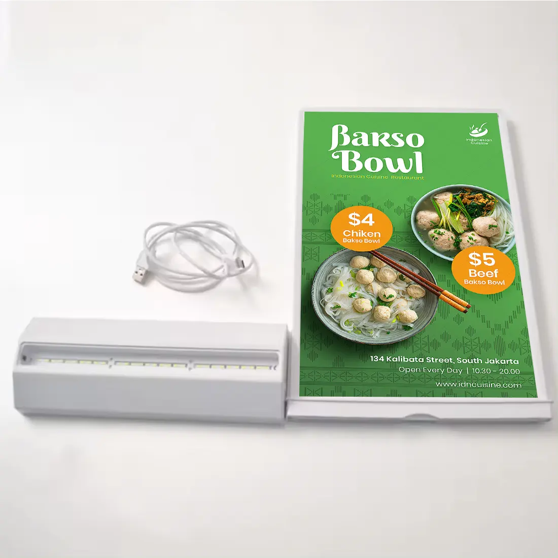 Nieuwe Aankomst Zakelijke Desktop Led Fotolijst Tafelstandaard Menuhouders A4 Grootte Led Lichtbak Voor Menu