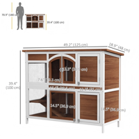 Grande cage à lapins moderne à 2 niveaux en bois de sapin, pour intérieur et extérieur, avec plateau amovible, portes verrouillables, toit imperméable, pour petits animaux