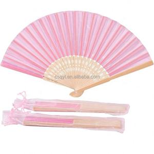 Pink Imitated Silk Fabric Bamboo Handheld Folded <b>Fan</b> <b>Wedding</b> Party Favors Baby Shower Gifts With Gift Bags - Product Image 1