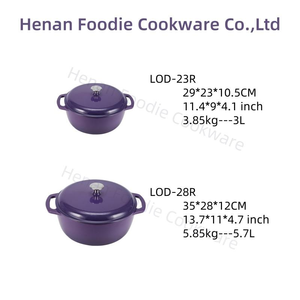 Ensemble de casseroles néerlandaises rondes en fonte violette avec couvercle Matériau céramique en métal durable pour cuisinière à <span class=keywords><strong>gaz</strong></span> Cuisine des aliments Soupe Restaurants - Product Image 5