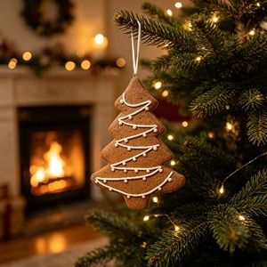 Ornement <span class=keywords><strong>de</strong></span> sapin en pain d'épices avec lumières blanches, décoration suspendue en pâte à modeler pour sapin <span class=keywords><strong>de</strong></span> <span class=keywords><strong>Noël</strong></span> - Product Image 4