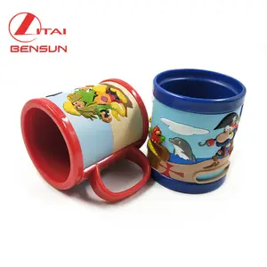 Cangkir air ABS kustom promosi cangkir Mug karet lembut PVC kustom cangkir Mug plastik anak-anak kartun lucu