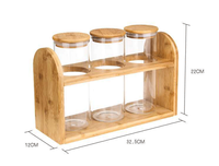 Borosilicate Mini Petit Verre Pot À Épices Ensemble Conteneur De Stockage Des Aliments Bouteille Avec Hermétique Bois Bambou Couvercle Stand Écologique