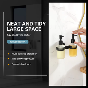 Porte-savon mural en céramique avec cadre en laiton, design rond contemporain, accessoire de salle de bain, conception auto-drainante - Product Image 2