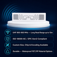 Étiquette RFID UHF personnalisée avec puce U9, autocollant adhésif en PET étanche pour l'électronique grand public, distance de détection de 1 à 10 m, longue durée