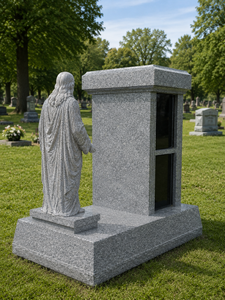 Pierre tombale en granit avec statue de Jésus, style européen traditionnel, monument funéraire - Product Image 5