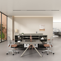 Bureau de travail moderne en bois personnalisable pour employés, avec armoire de rangement et cloison de séparation, table de travail pour personnel, pour commande en gros