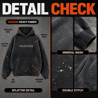 Sweat à capuche surdimensionné vintage personnalisé, effet délavé, éclaboussures de peinture, molleton épais 420g, streetwear pour homme