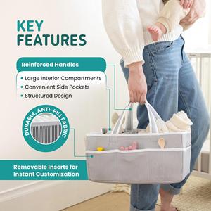 Organisateur de couches pliable pour bébé, grand sac de rangement en polyester pour table à langer ou voiture, idéal pour les nouvelles mamans - Product Image 4