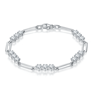 สร้อยข้อมือเงินแท้ทรงเรขาคณิตประดับเพชรโมอิสซาไนต์ สำหรับงานปาร์ตี้ ทุกแฟชั่น - Product Image 1