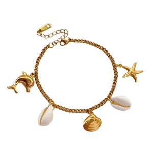 Sea Ocean seri 18k emas berlapis baja tahan karat kalung gelang anting-anting Keong bintang laut halus Mode Perhiasan Set hadiah pesta - Product Image 5