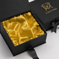 Boîte Cadeau Magnétique de Luxe Personnalisée, en Carton Noir Rigide avec Intérieur Doublé de Satin, Emballage Recyclable en Papier