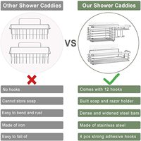 Panier de Douche Moderne en Acier Inoxydable SUS304 Écologique, Étagère Adhésive Sans Perçage pour Douche