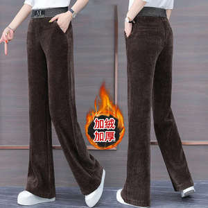 Black Wide Leg <b>Pants</b> High Waisted Loose Fit Fleece <b>Lined</b> Thick Corduroy Casual Women's <b>Pants</b> - Product Image 2