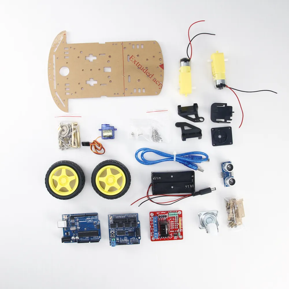 Elektronikkomponenten-Set Diy elektronischer Kit 4 Wd Ultraschall-Rc-Autovermeidungs-Tracking-Motor intelligenter Roboter-Automat-Kit