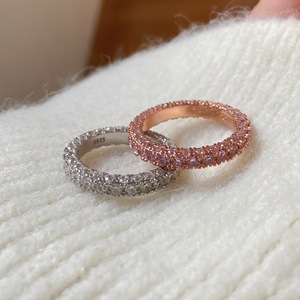 Anillo Donut de Plata de Ley S925 con Baño de Oro Rosa de 18K y Diamantes Brillantes Estilo Clásico Wenchi, Modelo 22294 - Product Image 1