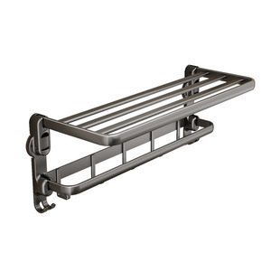 Towel Rack Aluminum Alloy 2 <b>Bars</b> Foldable Suction Mounted Bathroom Storage <b>Shelf</b> Modern Design - Product Image 5