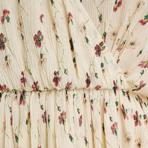 Của phụ nữ giản dị lỏng Maxi Dress với hoa in dài bóng tay áo tự nhiên Vòng eo có thể giặt chồng chéo phía trước thiết <span class=keywords><strong>k</strong></span>ế - Product Image 4