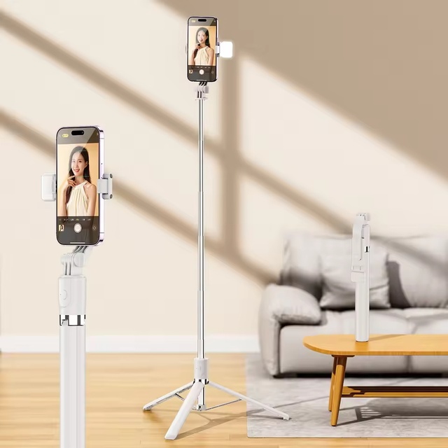 Ultra Long 1700mm Selfie Stick with Remote Portable Phone Holder and Fill Light Tripod Stand for Live Broadcasts