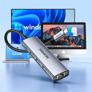 SAMZHE Type-C 10/100/1000 Mbps Station d'extension Ethernet Gigabit 5 ports USB-A 3.0 <span class=keywords><strong>Thunderbolt</strong></span> <span class=keywords><strong>4</strong></span> Répartiteur <span class=keywords><strong>RJ45</strong></span> en alliage d'aluminium en stock - Product Image 4