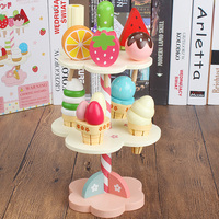 Houten IJsjeskraam 3-laags Display voor IJsjes, Fruitjes, Kinderen 3+ Pretend Play Winkelbalie Speelgoed UBM Merk OEM Fabriek