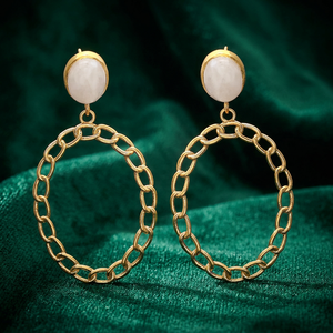 Pendientes Artesanales de Latón con Piedras Preciosas y Engaste de Garra, Estilo Étnico Bohemio, Unisex - Product Image 3